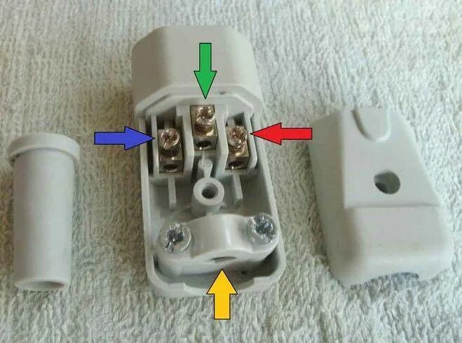 Подключение вилки без заземления Как подсоединить трехжильный провод к вилке фото - DelaDom.ru