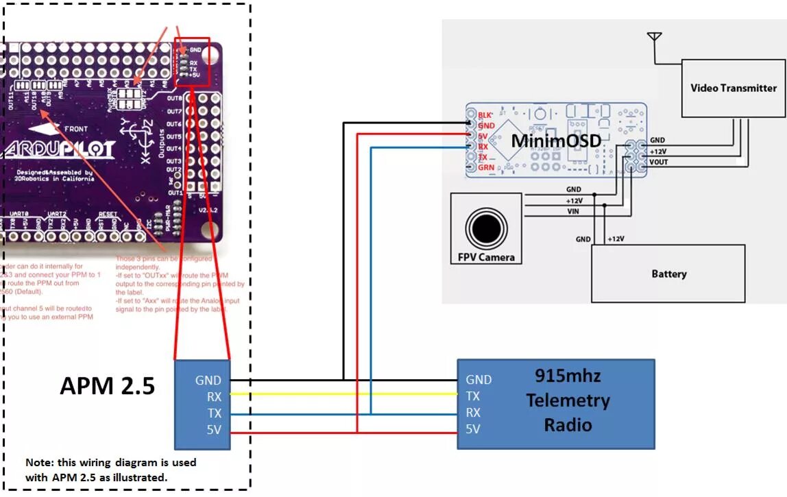 Подключение внешних устройств relay к apm 2.8 Minimosd and apm, two battery setup. Witch battery to connect first? - RC Groups