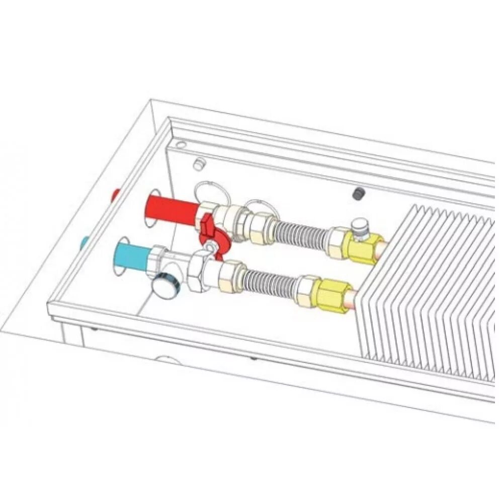Подключение внутрипольного конвектора к двухтрубной системе Конвекторы MiniB, внутрипольные