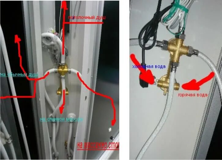 Подключение воды к душевой кабине в картинках Инструкция по сборке душевой кабины / Монтаж и комплектующие / Душевая кабина / 