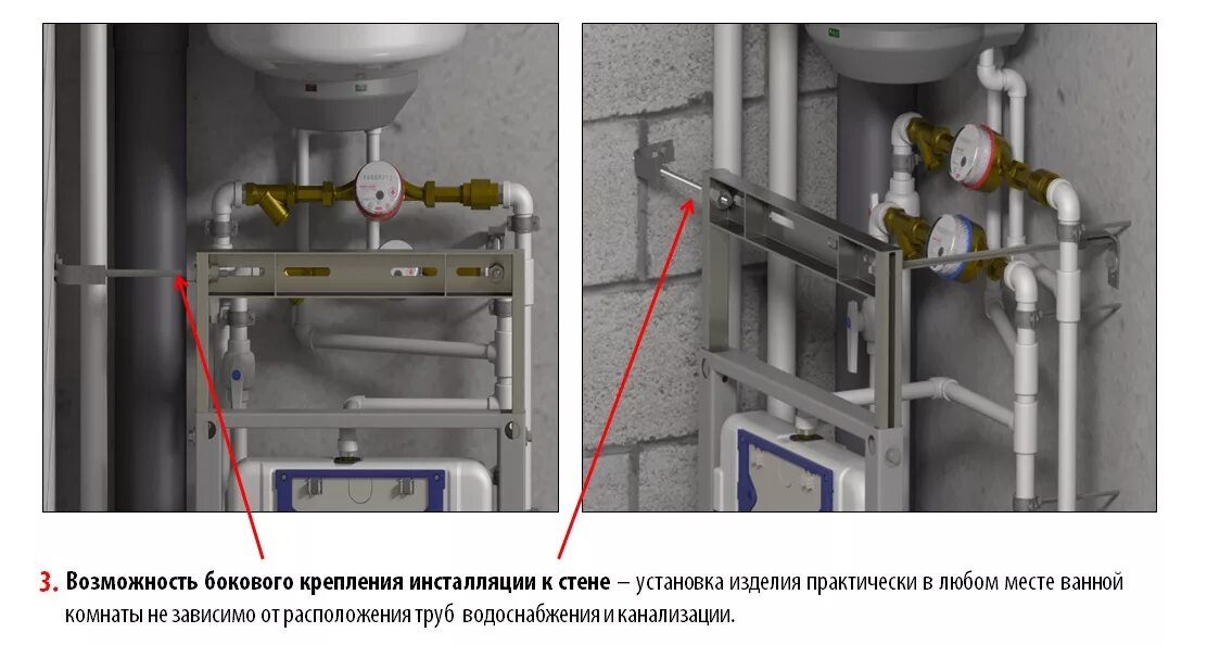 Подключение воды к инсталляции унитаза УНИВЕРСАЛЬНАЯ РАМНАЯ ИНСТАЛЛЯЦИЯ ДЛЯ ПОДВЕСНОГО УНИТАЗА IDDIS (Иддис)