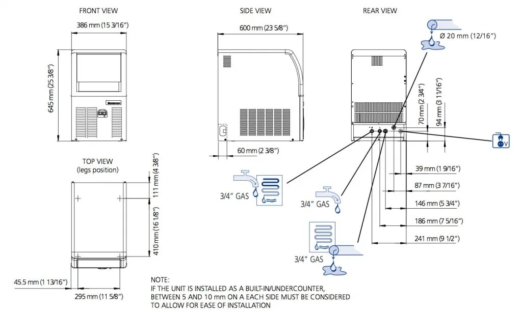 Подключение воды к ледогенератору Scotsman EC 47 Easy-Fit Model C/W X SAFE - Ice2o Ice Machines