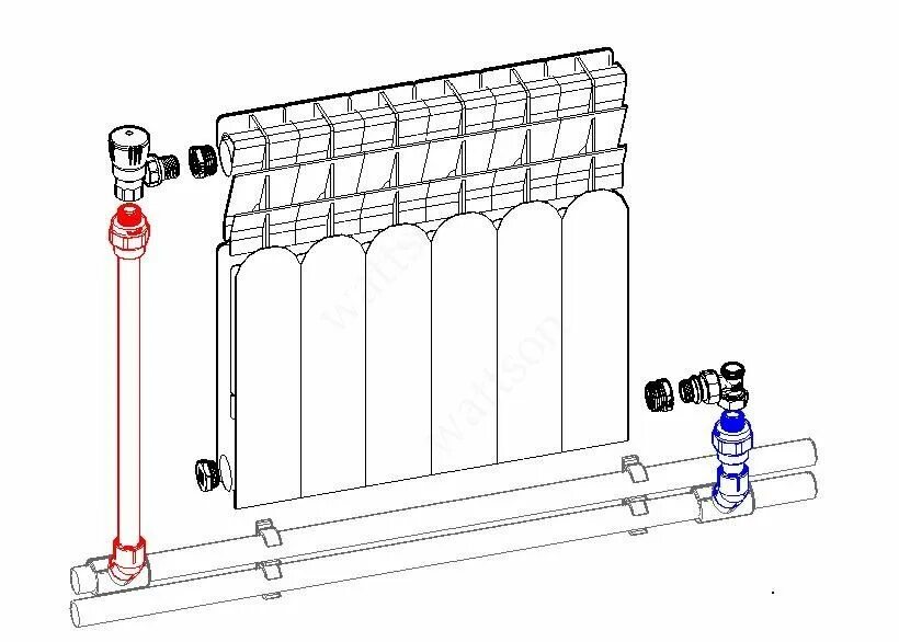 Подключение водяного радиатора Обвязка радиатора отопления: задачи, выбор комплектующих, основные схемы Math, M