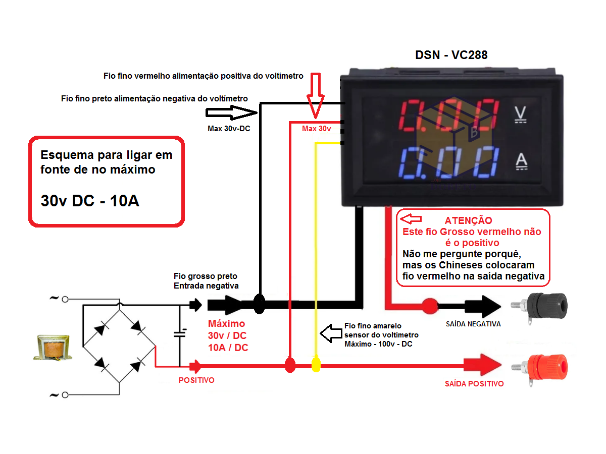 Подключение вольтамперметра из китая в блок Esquema de ligação DSN-VC288 Esquemas eletrônicos, Esquema de ligação, Circuito 