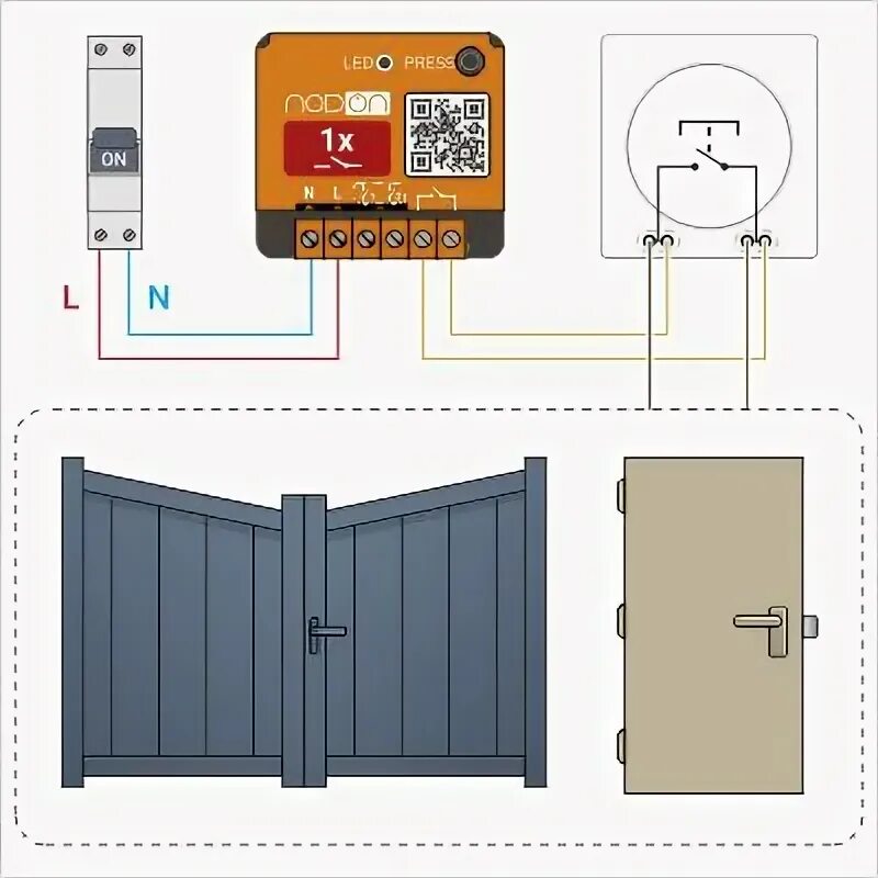 Подключение ворот к умному дому NodOn SIN-2-1-01 Универсальное беспроводное реле Enocean на 1 канал