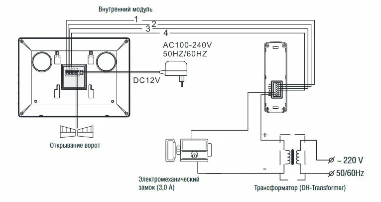 Подключение врезного электромеханического замка Видеодомофон DOMO 7 - ДорХан - Нижний Новгород