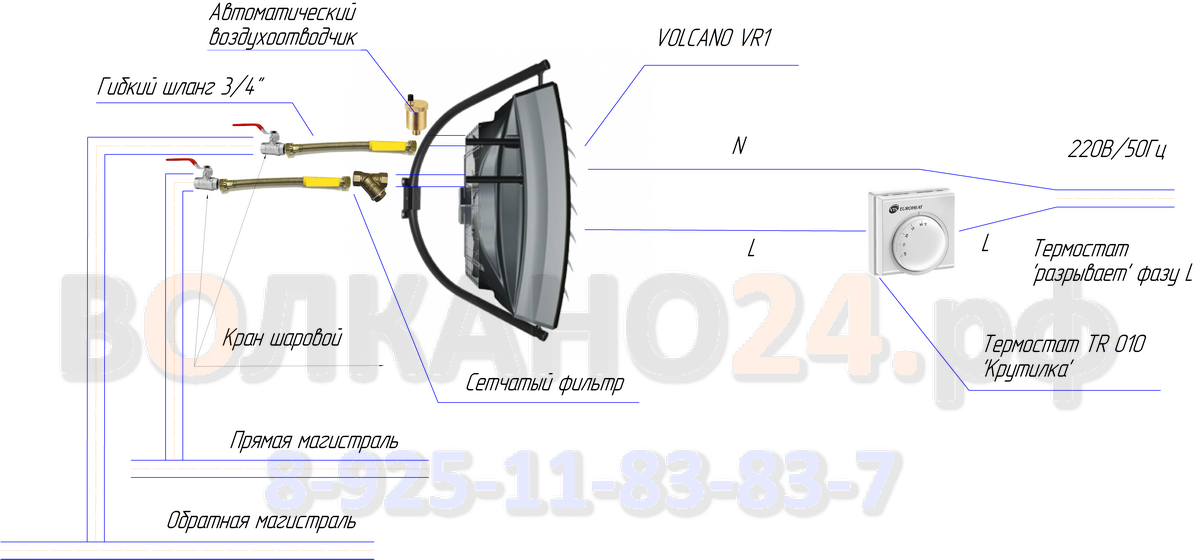 Подключение вулкана к системе отопления с регулятором Как подключить VOLCANO VR1 тепловентилятор к магистрали отопления