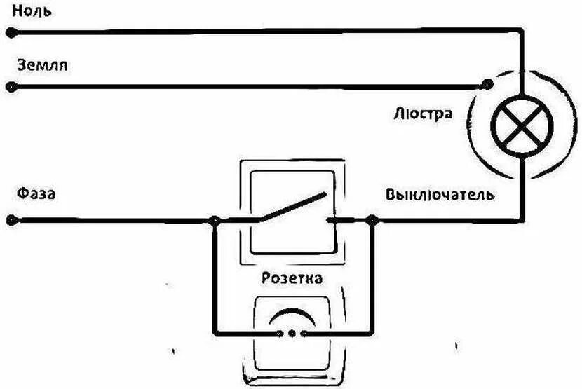 Подключение выключателя 220 вольт Схема подключения розетки 220