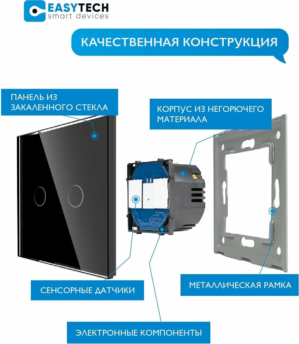 Подключение выключателя easy tech Сенсорный стеклянный выключатель с металлической рамкой Easy Tech на 2 группы св