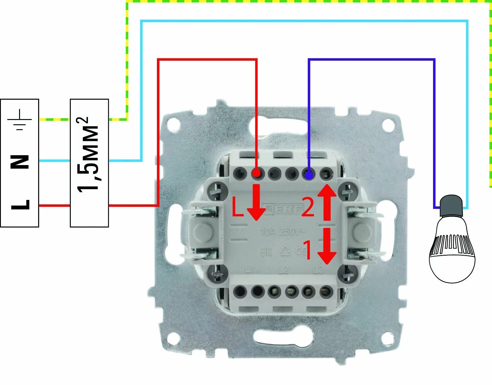Подключение выключателя эра 12 одноклавишный Выключатель и диммер: как управлять освещением из нескольких мест - Блог - EKF