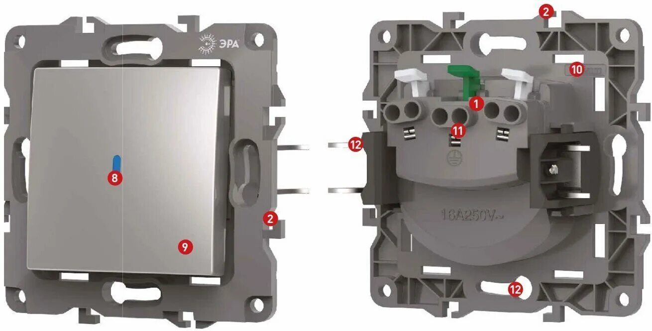 Подключение выключателя эра серия 12 Розетки и выключатели Эра серии 12