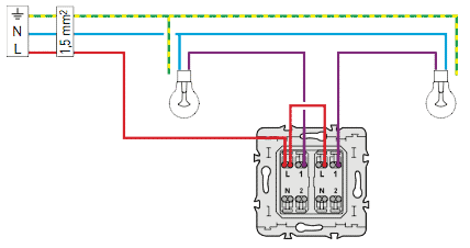 Подключение выключателя легран с двумя schémas electriques produits LEGRAND mais compatibles toutes marques Schéma élec