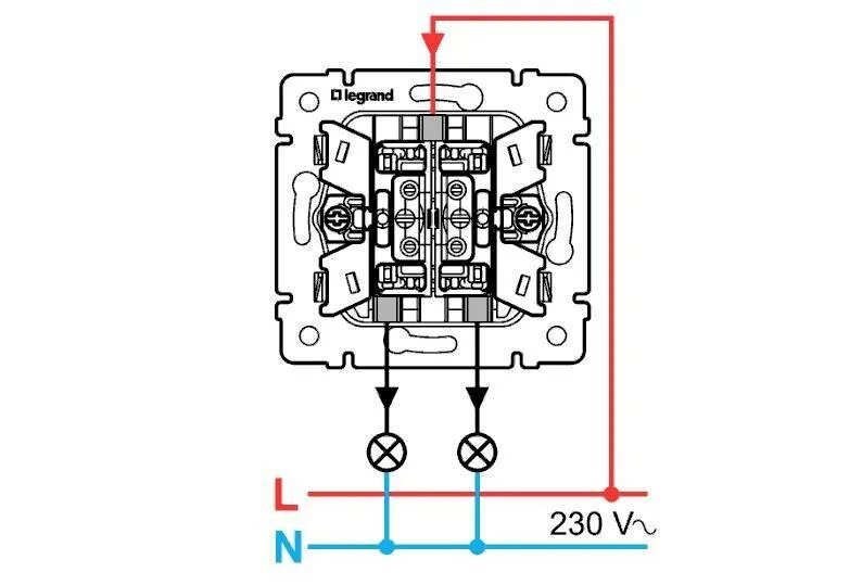 Подключение выключателя легран с двумя Выключатель легран двухклавишный с подсветкой фото - DelaDom.ru