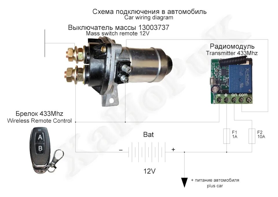 Подключение выключателя массы 12 вольт схема DIY. Радиоуправляемый дистанционный выключатель массы, сборка и тестирование. Ча