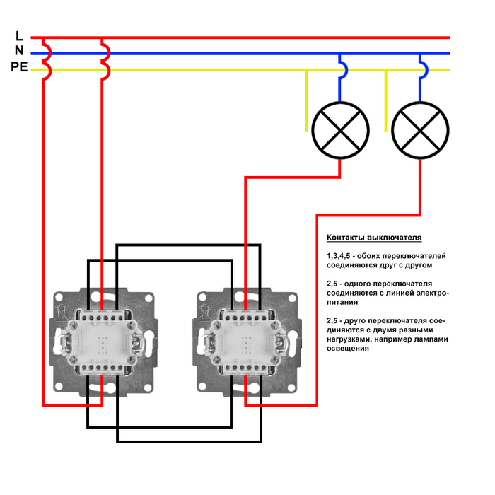 Подключение выключателя с 3 точек Выключатели проходные THPG состав