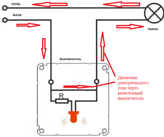 Подключение выключателя с диодом Подключение и устранение возможных проблем при использовании выключателя с подсв