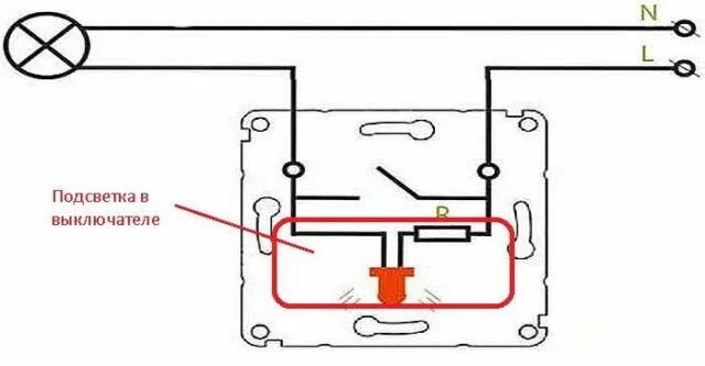 Подключение выключателя с подсветкой 220 Conexión del interruptor iluminado: diagrama, dispositivo, características Небол