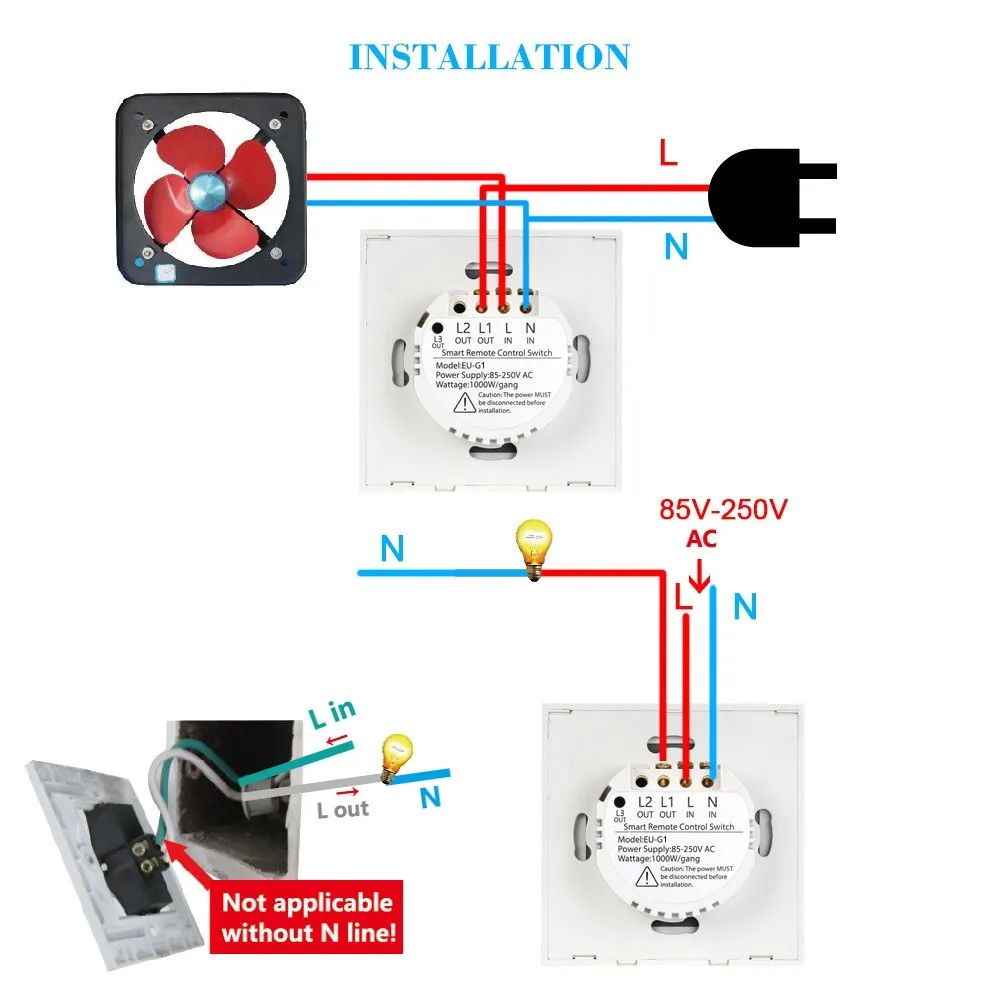 Подключение выключателя touch switch Вай фай выключатель схема