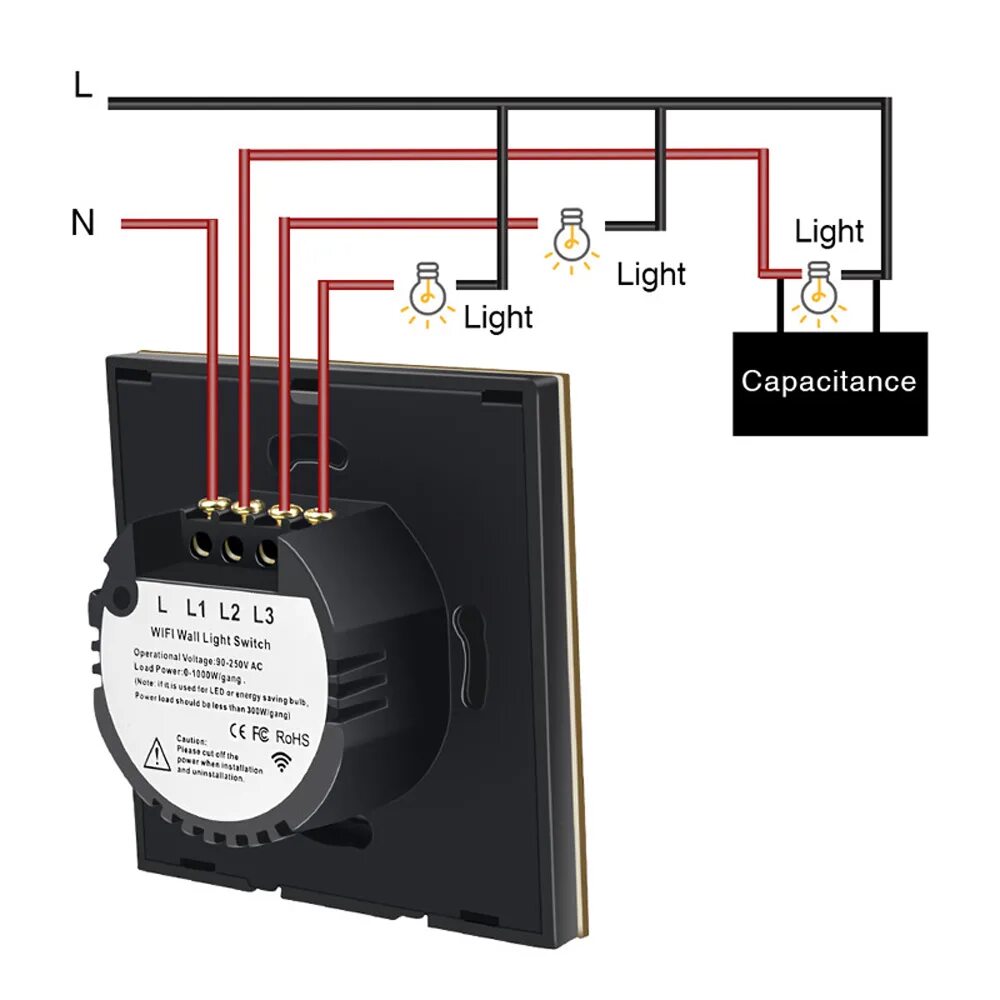 Подключение выключателя touch switch Eu/uk 1/2/3 gang ewelink wifi smart wall light switch touch panel app remote con