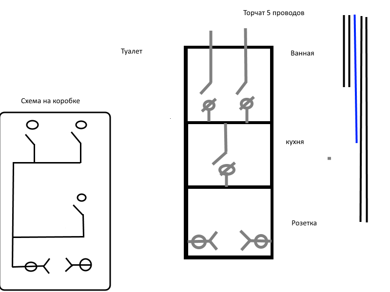 Подключение выключателя ванна туалет с розеткой Ответы Mail.ru: Подключение тройного блока выключателей с розеткой.