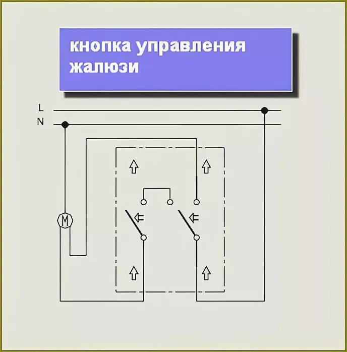 Подключение выключателя жалюзи Кнопка на электрической схеме HeatProf.ru