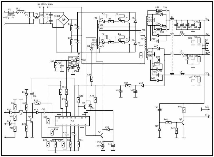 Подключение высоковольтного блока ricoh схема at_psu_1.gif (1000 × 733)