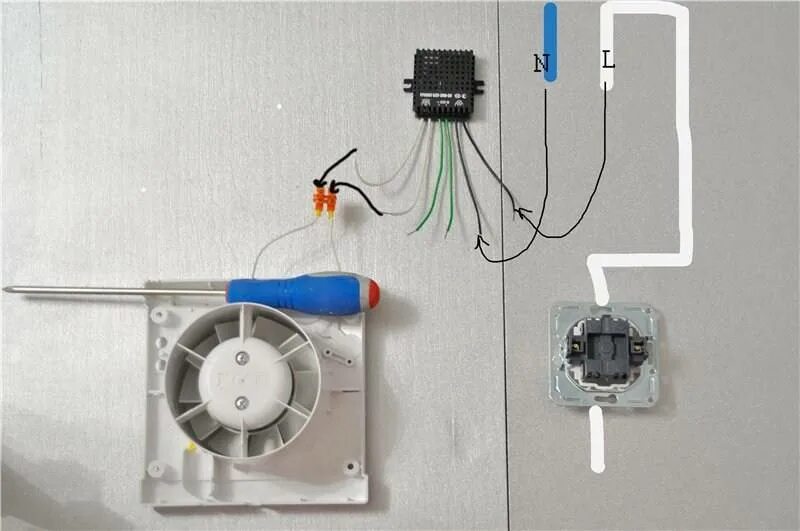 Подключение вытяжки к выключателю света Как подключить вентилятор к выключателю