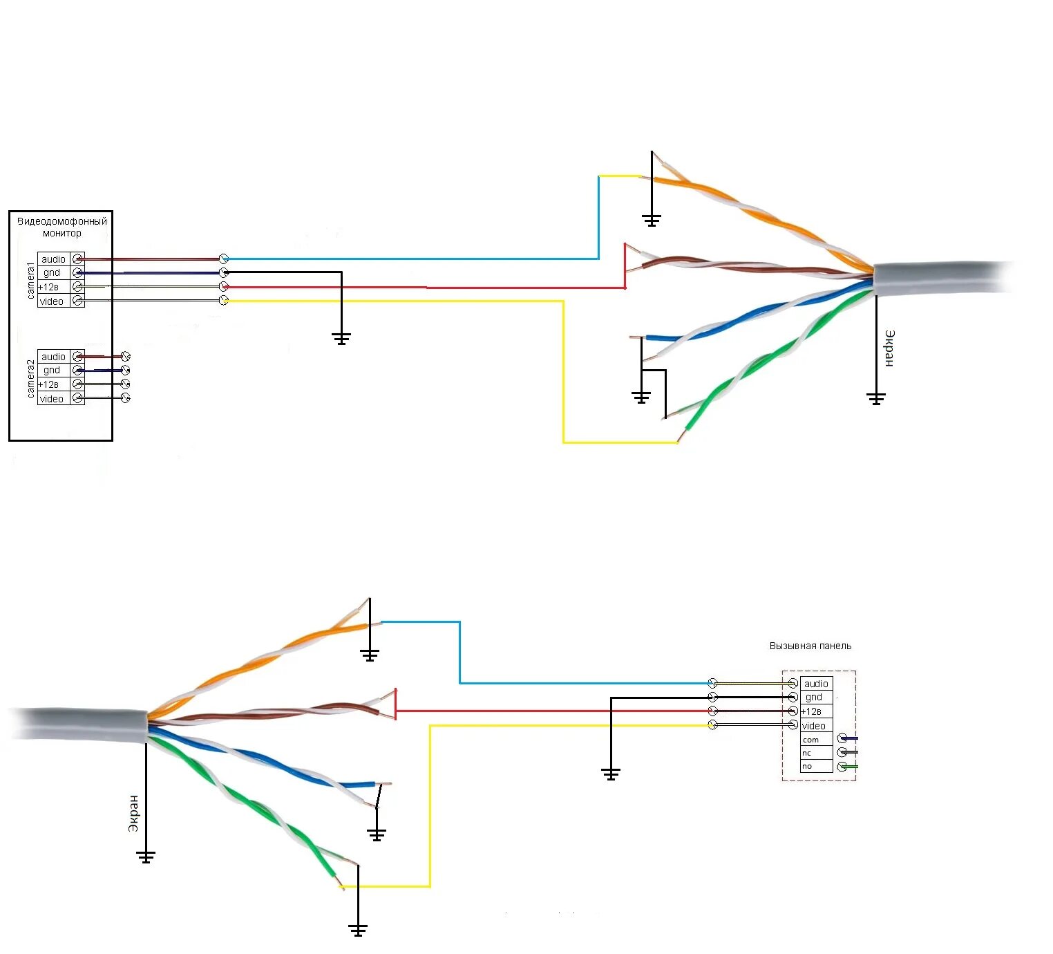 Подключение вызывной панели витой парой Правильная коммутация домофона и вызывной панели