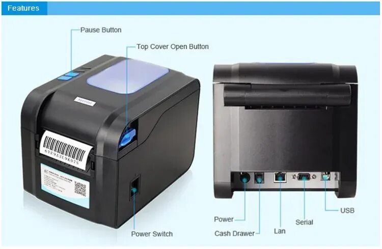 Подключение xprinter xp 365b к компьютеру China 3 Inch Usb Bt Lan Receipt Barcode Printing Machine Thermal Sticker Printer