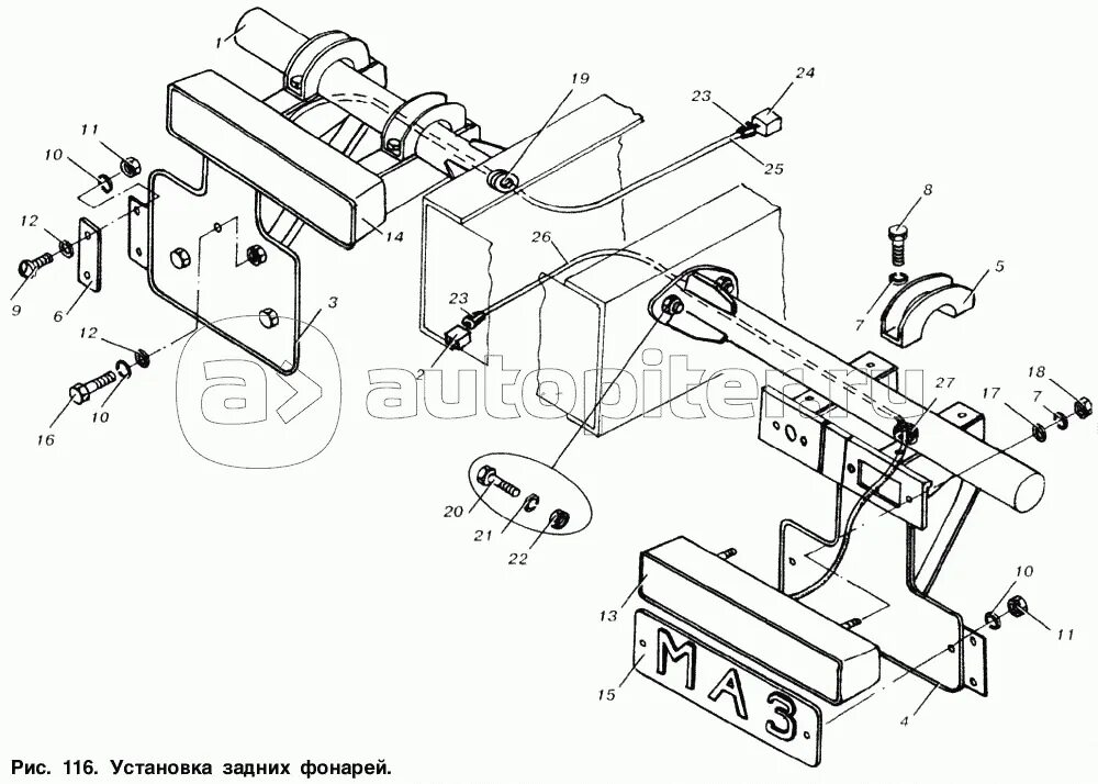 Подключение заднего фонаря маз Установка задних фонарей МАЗ-53363 - купить, цены в интернет-магазине Автопитер
