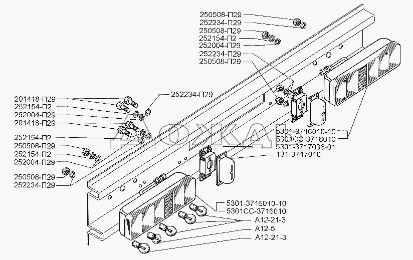 Подключение заднего фонаря маз А12-21-3 ЗИЛ, товары и аналоги (заменители)