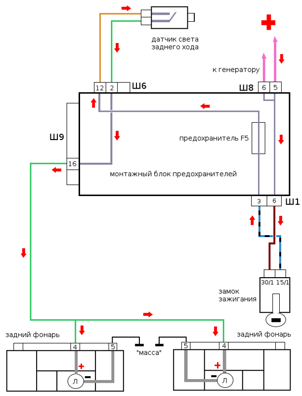 Подключение заднего хода ваз 2114 Ответы Mail.ru: Вопрос по схеме включения фонарей заднего хода