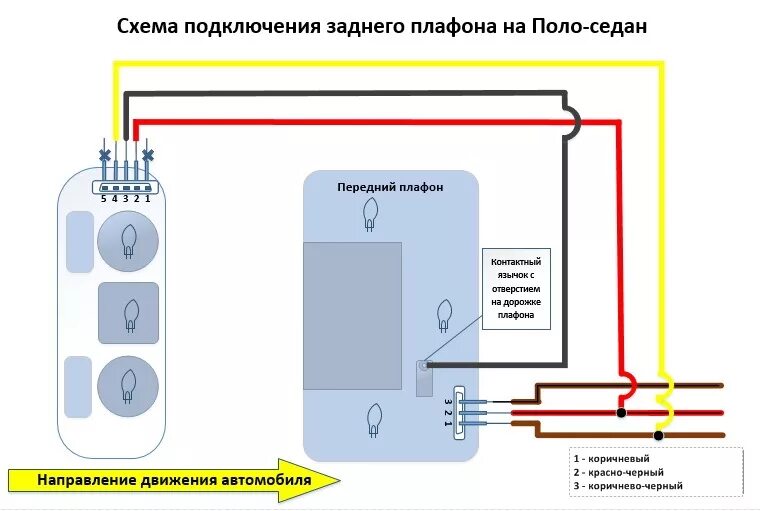 Подключение заднего плафона 85. Свет задним пассажирам. - Volkswagen Polo Sedan, 1,6 л, 2010 года аксессуары