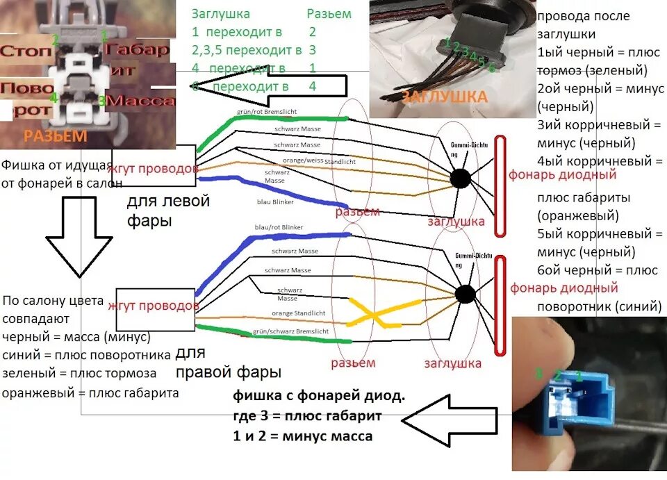 Подключение задних фонарей газель по цвету проводов Подключение диодных задних фонарей на ДОРЕСТРАЙЛ! - Ford Focus II Hatchback, 1,6