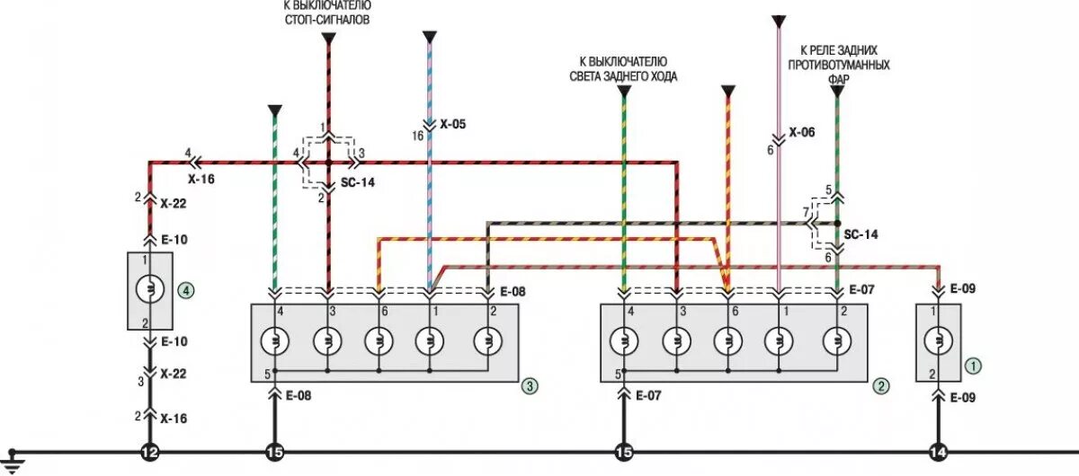 Подключение задних фонарей камаз по цветам Diagram 5. Rear light connections (Kia Spectra 2000-2009: Electrical equipment: 