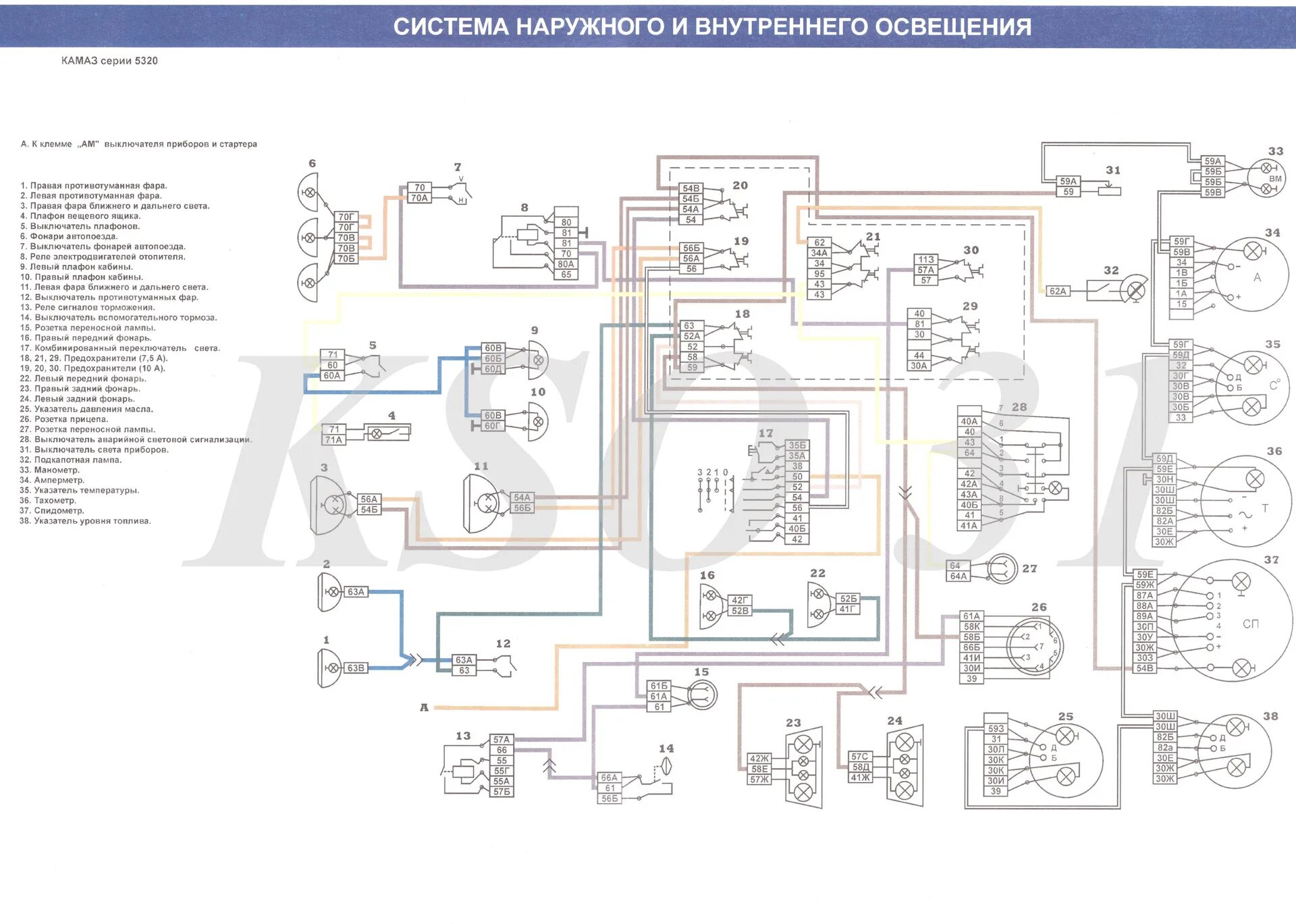 Подключение задних фонарей камаз схема Часть 1. Схемы электрооборудования КамАЗ не Евро (5320) - DRIVE2