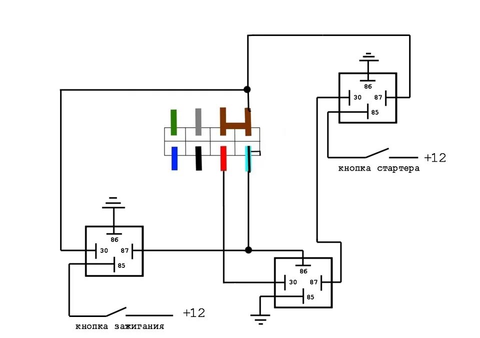 Подключение замка зажигания через реле по запуску двигателя с кнопки - Сообщество "Лада 2110, 2111, 2112, 112, Богдан" 