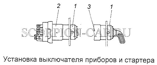 Подключение замка зажигания камаз 5350 КАМАЗ 4326 Установка выключателя приборов и стартера 53205-3708001