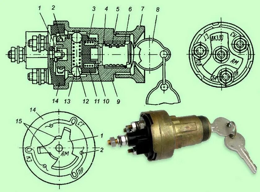 Подключение замка зажигания трактора Замок зажигания уаз 469 схема подключения проводов старого образца