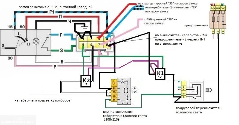 Подключение замка зажигания ваз 2114 11.Замок от ваз 2110, подрулевые переключатели на ниву. - Lada 2329, 1,7 л, 2001