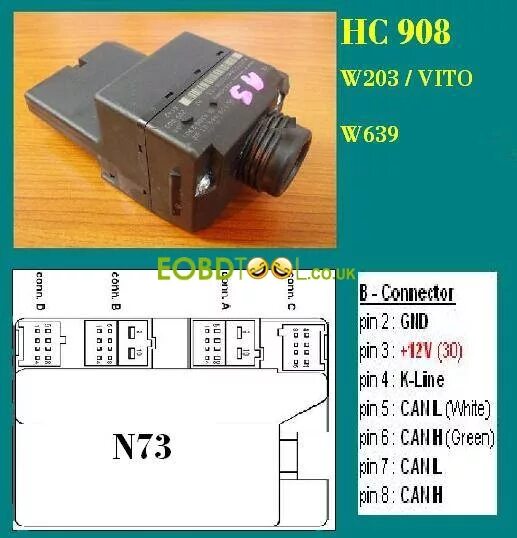 Подключение замков мерседес vvdi-mb-w203-vito-w639-HC908 EOBDTOOL Blog