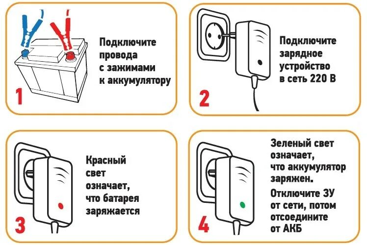 Подключение зарядного устройства к аккумулятору автомобиля последовательность Зарядное устройство ВОСТОК 220В (6В/0,7А) в Казани купить недорого в интернет-ма