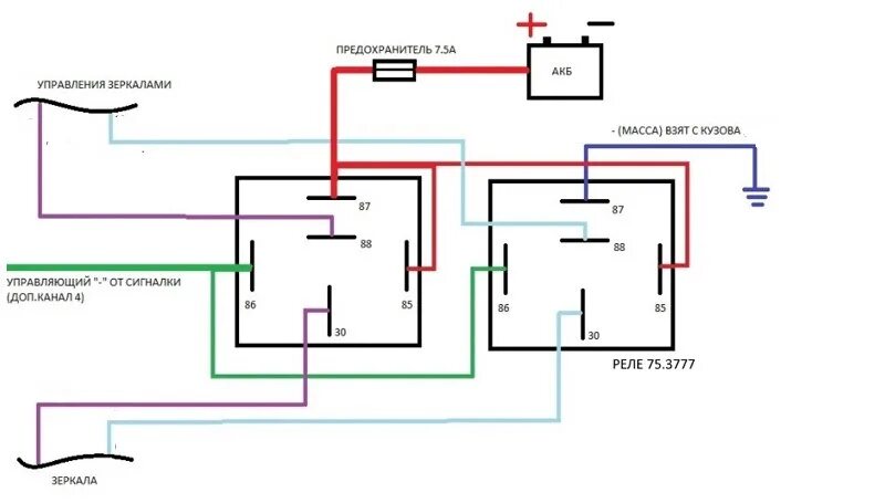 Подключение зеркал через реле Часть 2. установка доводчиков и складывания зеркал. - Nissan Cube I, 1,3 л, 1999