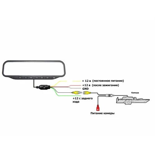Подключение зеркала заднего хода Купить Двухканальный видеорегистратор в зеркале под штатную установку MDVR-2HD п