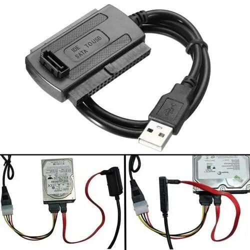 Подключение жесткого диска через usb купить USB 2.0 To SATA/IDE Data Hard Drive Cable For HDD Power Converter Adap Computers