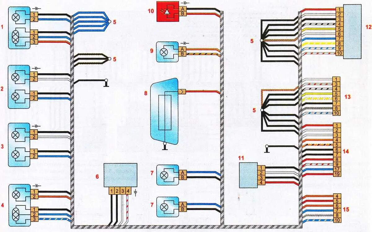 Подключение жгута ваз Схема соединений заднего дополнительного жгута проводов Lada Vesta ВАЗ-2180, Эле