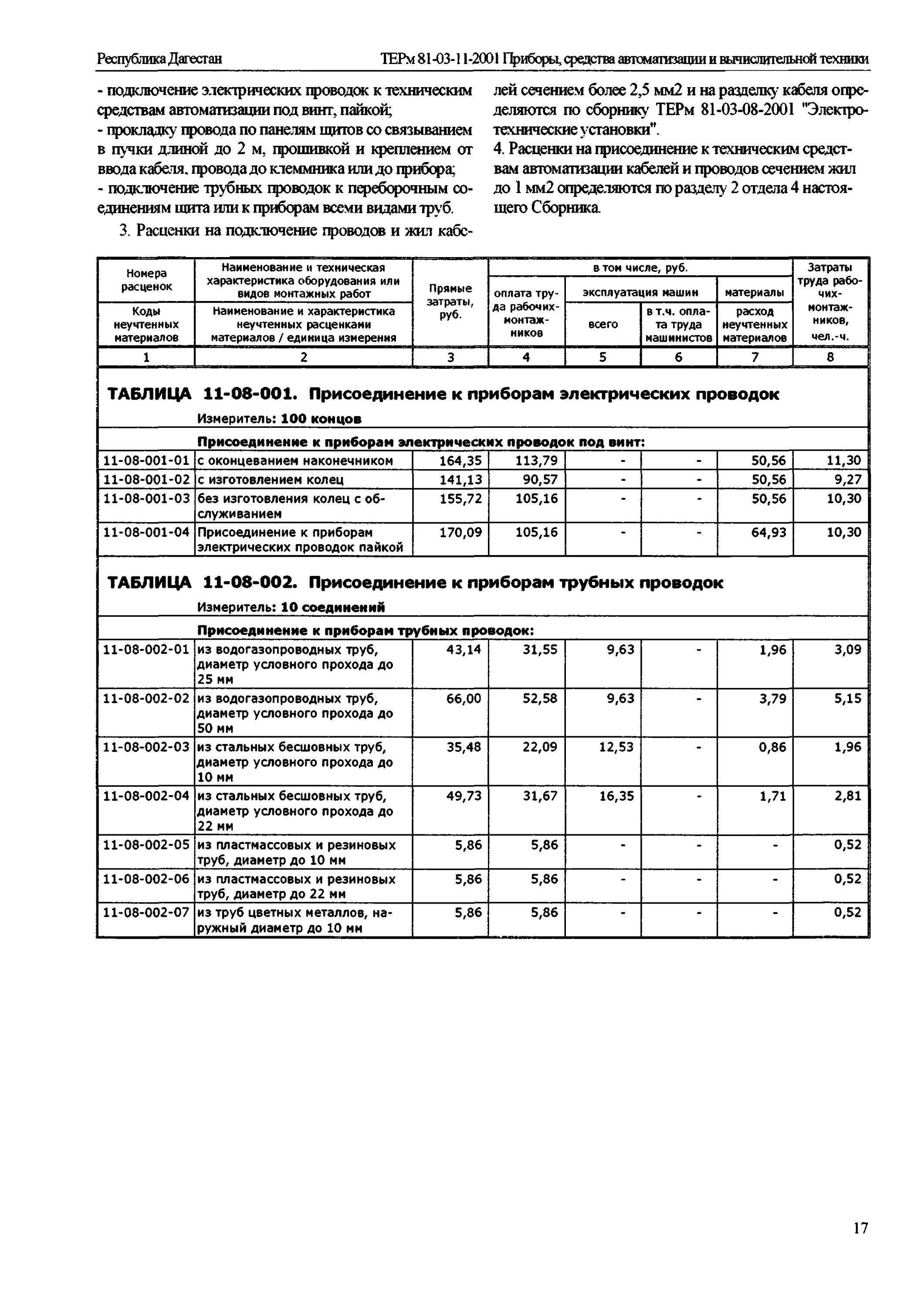 Подключение жил проводов и кабелей расценка Библиотека технической документации