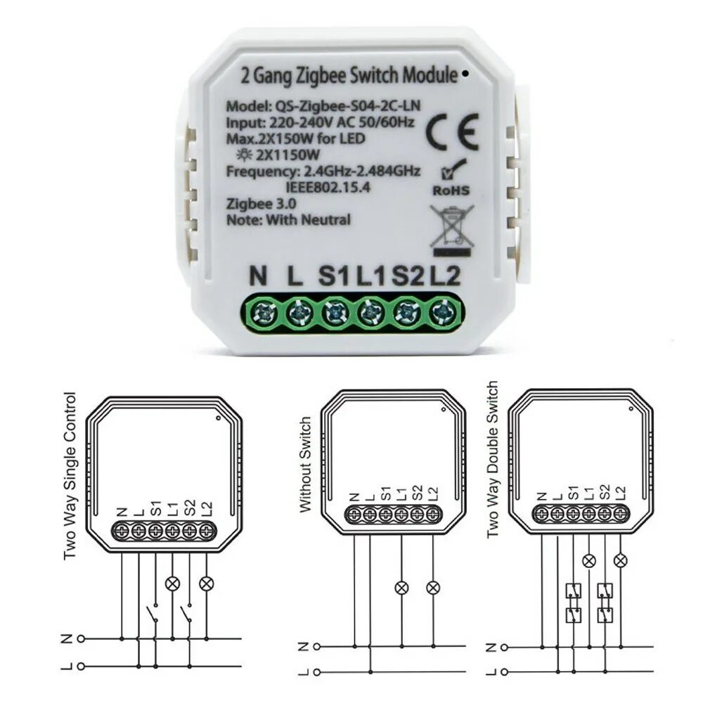 Подключение zigbee реле к выключателю Tuya ZigBee Switch Module Intelligent Household Converted Module No/With Neutral