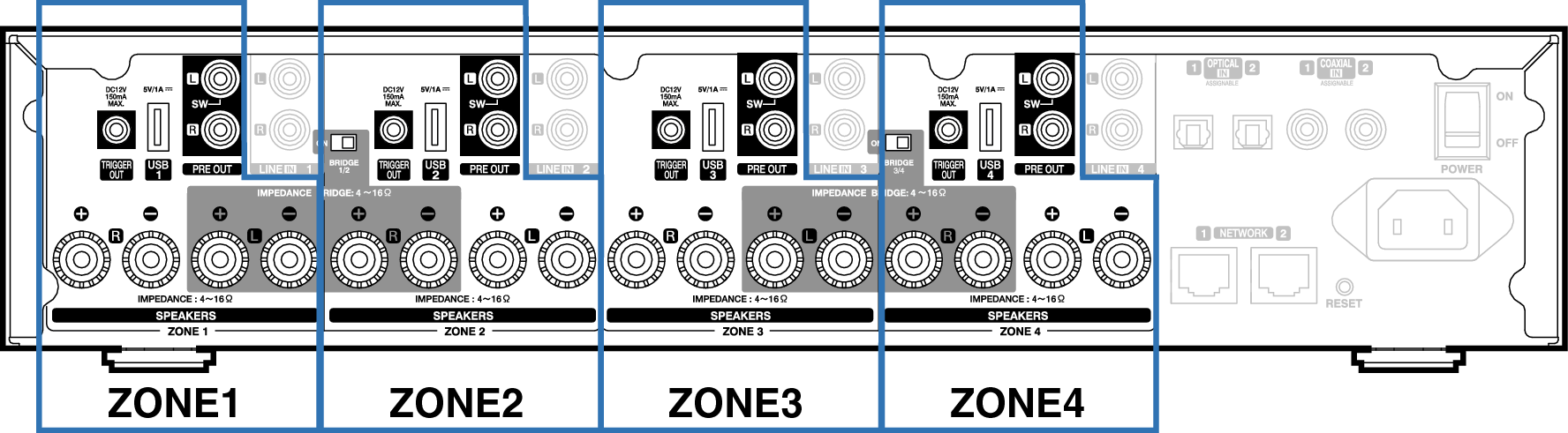 Подключение зоны 2 Подключение по зонам HEOS Drive HS2