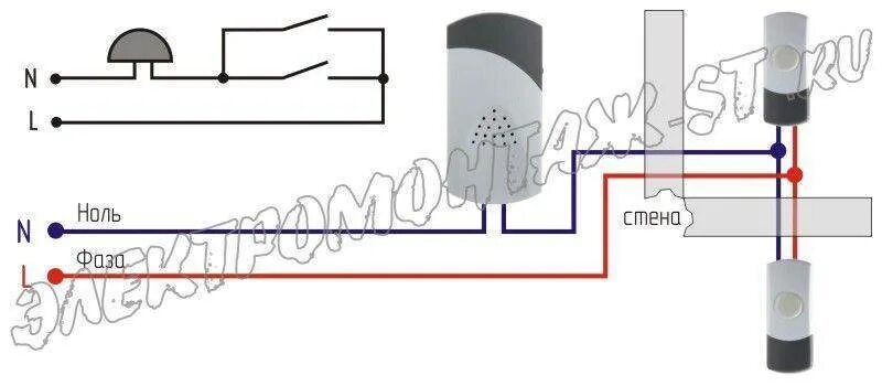 Подключение звонка 220в 2 провода Дверной звонок своими руками: схема подключения